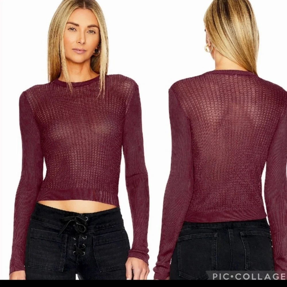 Free People H20 Crew Pullover in Raw Garnet Size Large